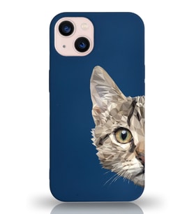 Apple iPhone 13 Mini Uyumlu Lansman Kılıf Catface Tasarımlı Altı Kapalı İçi Kadife Kaplı  Kapak (Şeffaf)