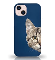 Apple iPhone 13 Mini Uyumlu Lansman Kılıf Catface Tasarımlı Altı Kapalı İçi Kadife Kaplı  Kapak (Şeffaf)