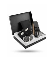Özel Lüks Premium Serisi Damat Çeyiz Dikey Cüzdan Kemer Kartlık ve Metal Özel Saat Çeyiz Kutulu Seti