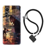 Xiaomi 12 Lite Kılıf Silikon Boyun Askılı İpli Desenli Silikon Kız ve Kedi 1762
