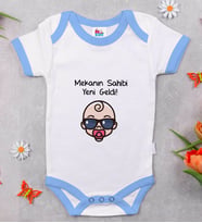 BK Kids Mekanın Sahibi Yeni Geldi Tasarımlı Mavi Bebek Body Zıbın-1