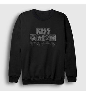 Presmono Unisex Siyah Signs Kiss Sweatshirt 91747tt
