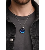Mavi Cam Küre Karahindiba Kolye Unisex 60 cm Zincir