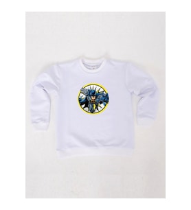 batman baskılı pamuklu kumaş çocuk sweatshirt (Beyaz)