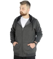 Mode XL Büyük Beden Erkek Sweat Zippered Basic 20543 Antramelanj