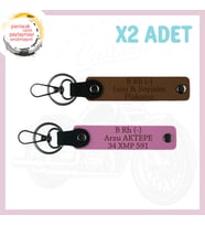 Açık Kahve-Pembe, Motosiklet Aşıkları İçin, İsim Plaka ve B Rh (-) Kan Grubu Yazılı 2'li Anahtarlık