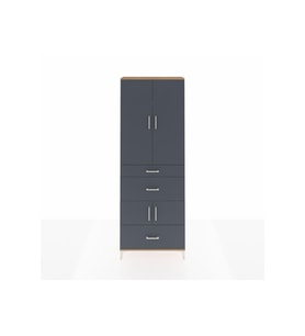 Arges Dolap 4 Raflı 3 Çekmeceli 4 Kapaklı 88x30x243 Çam-Antrasit
