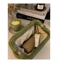 Örgü Hasır Clutch Yeşil Kadın Çanta 35 x 20