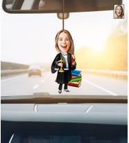 Kişiye Özel Karikatürlü Kadın Avukat Ahşap Araba Dikiz Ayna Süsü