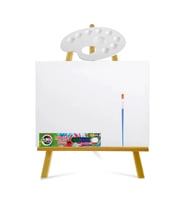 Ekonomik Mini Şövale 35x50 cm Tuval 6x15 ml Parmak Boyası Seti Çocuklar Için Boyama Seti
