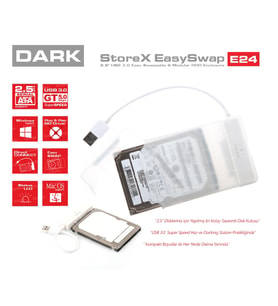 DARK 2.5 USB 3.0 DK-AC-DSE24U3 Sata Harddisk Kutusu Şeffaf