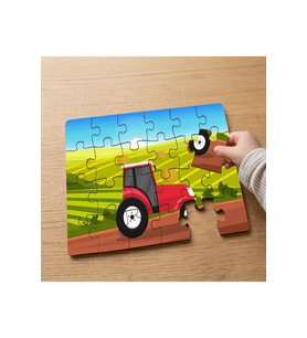 Bahçede Traktör Tasarımlı 24 Parça Ahşap Çocuk Puzzle MPK0066