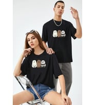 Sevgili Tshirt Çift Kombini Kafadar Ayılar (Siyah)