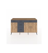 Kronos Konsol 2 Raflı 5 Çekmeceli 3 Kapaklı 176x59x99 Çam-Çam/Antrasit
