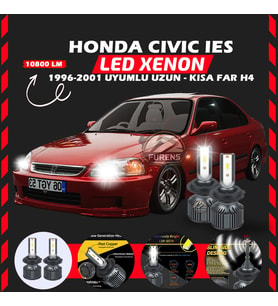 Honda Civic İES 1996-2001 Uzun-Kısa Far Uyumlu Şimşek Etkili Led Xenon Premium Series H4