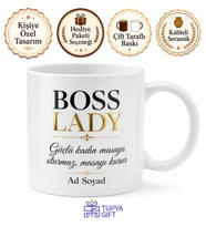 Boss Lady Yazılı Patron Kadın Kupa Bardak Güçlü Kadın Hediye Özel Tasarım