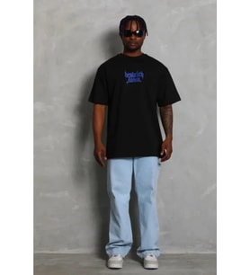 Erkek Baskılı T-Shirt Kısa Kol Bisiklet Yaka Regular Fit Rahat Kalıp Günlük Tişört - Siyah