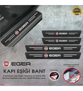 Fiat Egea  Logolu Karbon Kapı Eşiği Koruyucu Suni Deri 4'lü Set