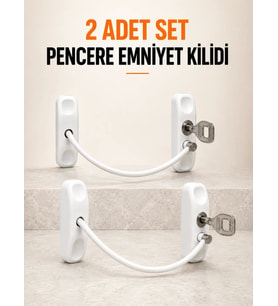 Pencere Emniyet Kilidi 2 Adet Set Kablolu Anahtarlı Pencere Açılma Sınırlayıcı