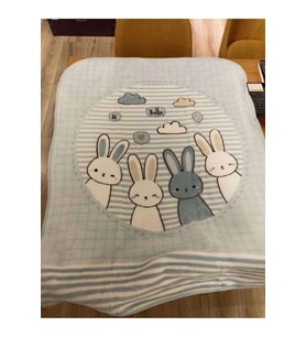 Özdilek Hello Rabbıt Bebek Battaniyesi (100x120)-Mavi