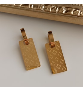 Lente Aksesuar Çelik  Marka Model Plaka Küpe (Gold)