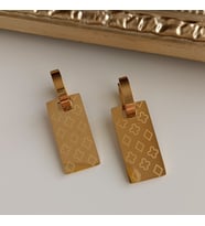 Lente Aksesuar Çelik  Marka Model Plaka Küpe (Gold)