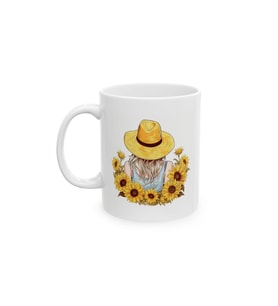 Ayçiçeği Desenli Porselen Kupa Bohem Floral Kahve Çay Kupası KF23032617