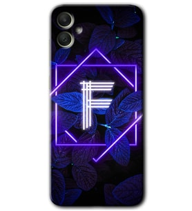 Galaxy A05 Kılıf HD Desen Baskılı Kılıf - Dark Neon Yaprak F Harfi