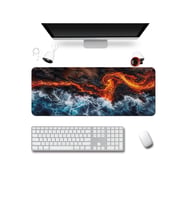 SonicTouch Klavye Mousepad 40x90cm Dikişsiz Pürüzsüz Sıvı Geçirmez Kaymaz Taban Ateş ve Okyanus