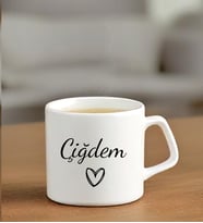 İsme Özel  Kalp  Temalı Espresso Kupa Bardak