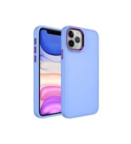 Apple iPhone 12 Pro Uyumlu Kılıf Metal Çerçeve ve Buton Tasarımlı Silikon Zore Luna Kapak (Lila)