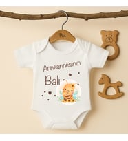 Pia Baby B21 %100 Pamuk Anneannesinin Balı Yazılı Tasarlanabilir Bebek Body (Ekru)