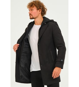 PLT8401 DEWBERRY ERKEK PALTO-DİAGONAL SİYAH
