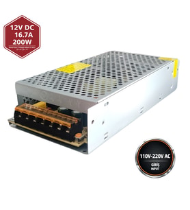 Peace B2881 12V 16.7A 200W Kalın Metal Kasa Adaptör DC Güç Kaynağı