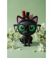 MYCRAFT3D Kedi Figürlü Gözlük Standı Gözlüklük Kalemlik Makyaj Fırçası Ruj Organizer Masaüstü Dekoratif Ofis Düzenleyici