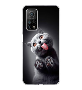 PrintiFy Xiaomi Mi 10T ile Uyumlu 1mm Slim Fit Kedi 2 050c Baskılı Şeffaf  Kılıf