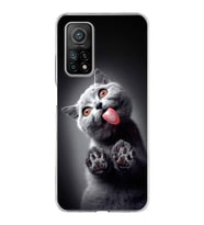 PrintiFy Xiaomi Mi 10T ile Uyumlu 1mm Slim Fit Kedi 2 050c Baskılı Şeffaf  Kılıf