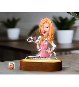 BK Gift Kişiye Özel Kadın Karikatürlü Dekoratif 3D Biblo LED Işıklı Gece Lambası-8, Sevgiliye Hediye, Arkadaşa Hediye, Doğum Günü Hediyesi