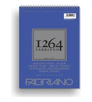 FABRIANO 1264 BLACK A3 - 200 GR - F-1264 SİYAH KAĞIT RESİM DEFTERİ - ÜST SPİRALLİ 