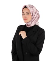 Bursa İpek Pudra Monogram İpek Eşarp
