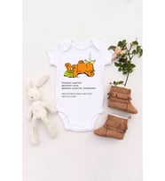 Unisex Bebek Bitmeyen Cumartesi, Germeyen Pazar Baskılı Body Zıbın