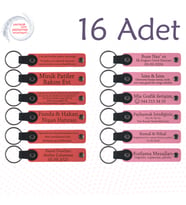 N Çiçeği & Pembe, 16’li Set, İsim Yazılı Anlamlı Deri Hediyelik, Yüzme Yarışması Katılımcılarına Anı