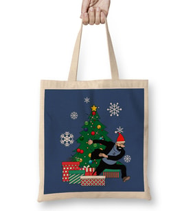 Captain Haddock Around The Christmas Tree Tintin Bez Çanta Uzun Saplı
