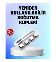 Mey İthalat® Yeniden Kullanılabilir 304 Çelik Metal Buz Küpleri 4'lü Set