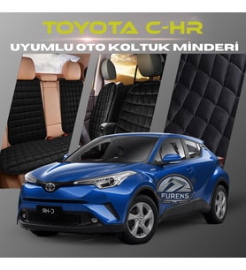 TOYOTA CH-R Siyah Renk Tay Tüyü Cepli & Terletmez Sırtlı Oto Koltuk Minder Seti - Koltuk Koruma Kılıfı (ÖN & ARKA TAM SET)