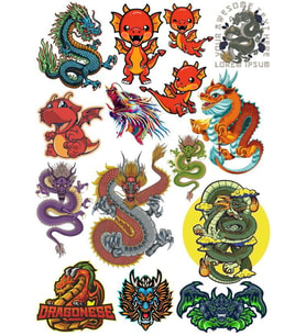Sevimli Ejderhalar Sticker Set 6 15 Parça Telefon, Tablet, Defter, Laptop Sticker