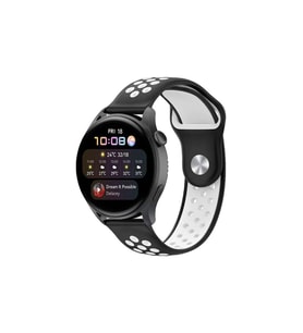 Watch 20mm Spor Delikli Kordon - Siyah-beyaz