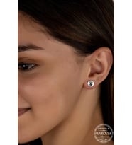 Swarovski Crystal Kadın 8 mm Çivili Gümüş Küpe