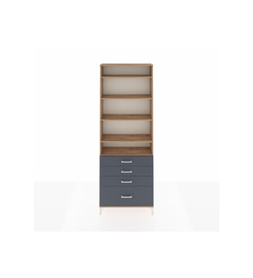 Arges Dolap 5 Raflı 4 Çekmeceli 88x30x243 Çam-Antrasit