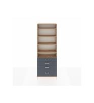 Arges Dolap 5 Raflı 4 Çekmeceli 88x30x243 Çam-Antrasit